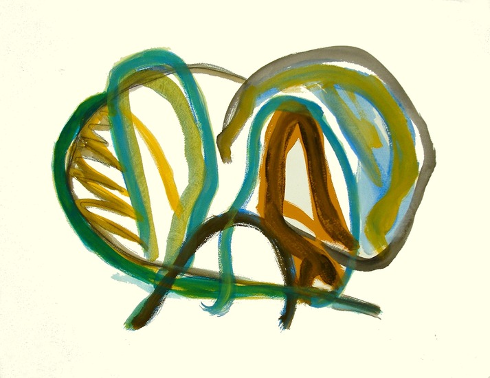 'Organic with love' - abstracte schilderkunst; gouache nr. 6.555 - * verkocht