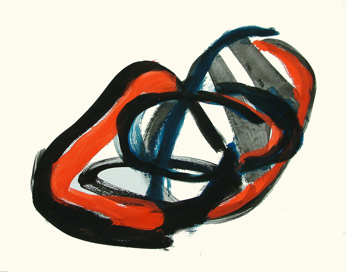 'On Rooskens' - abstract op papier; gouache nr. 6.527 - * gratis abstracte kunst /  niet meer beschikbaar