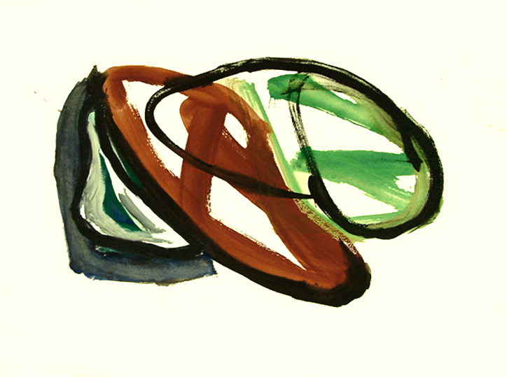 'Qui-non' - abstracte kunst op papier; gouache nr. 6.522-A - * gratis kunst / maar al gereserveerd; Fons Heijnsbroek