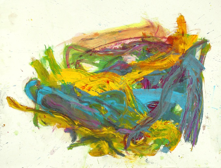 'Gesture in paint' - abstracte kunst op papier - * gratis kunst / nog beschikbaar, maar verblijf nog onduidelijk; Fons Heijnsbroek