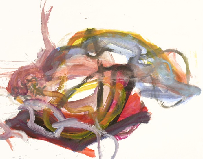 'Gebroken hymne' - abstract schilderij op papier; beschikbaarheid is onduidelijk, ​​​​​​​Fons Heijnsbroek