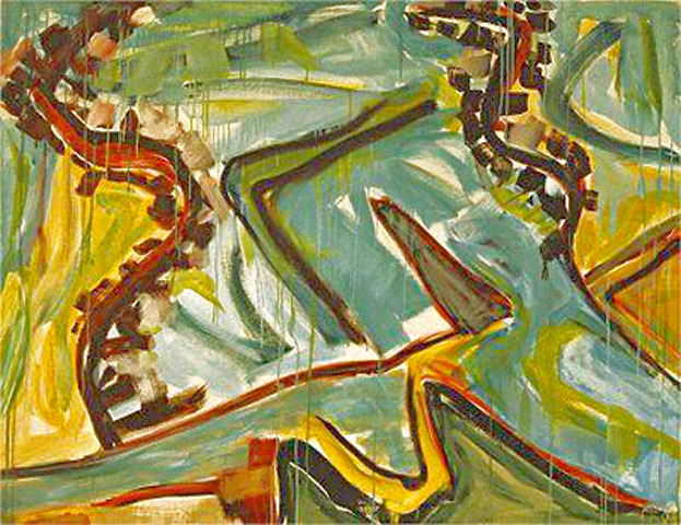 'De pieren van IJmuiden' - abstract schilderij; gratis kunst en nog beschikbaar