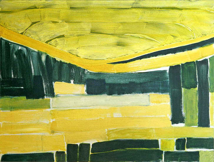 'Groot abstract landschap onder grote zon' - abstract schilderij; gratis kunst en nog beschikbaar; Fons Heijnsbroek