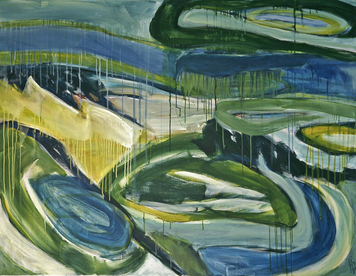 'Abstracte duinen; landschap met ovale vormen' - groot schilderij; niet meer beschikbaar, Fons Heijnsbroek