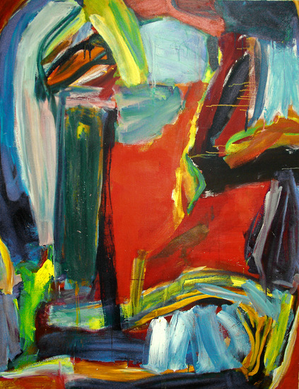 'Het Tover-bos / Table of the Knights' - (nr. 4.057) groot kleurrijk schilderij; gratis abstracte kunst, maar niet meer beschikbaar
