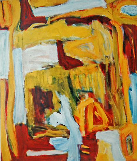 'The gate again' - (nr. 4056), abstract groot schilderij; gratis kunst, niet meer beschikbaar - Fons Heijnsbroek