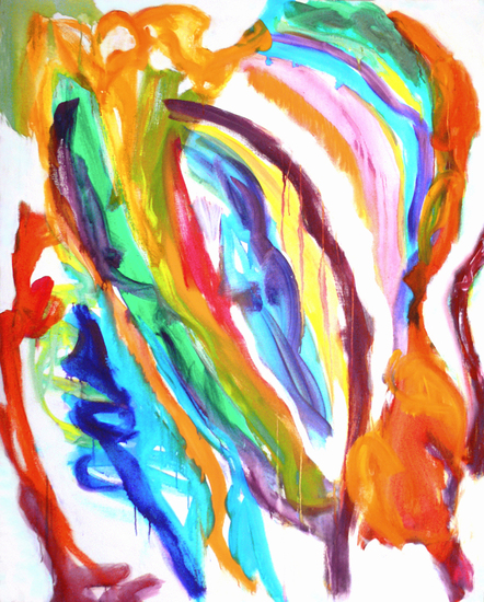 'Feestje van Albert' - groot abstract kleurig schilderij op linnen; niet meer beschikbaar - ​​​​​​Fons Heijnsbroek