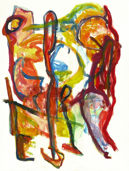 'Staan in de stad' - groot abstract kleurig schilderij; niet meer beschikbaar - ​​​​​​Fons Heijnsbroek