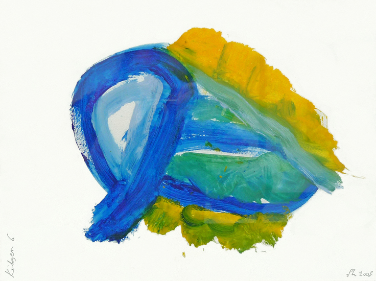 'Kitgen 6.' - abstracte aquarel in blauw-geel, op papier - * verkocht, nog wel gratis in digitaal bestand voor een art-print, ​​​​​​Fons Heijnsbroek