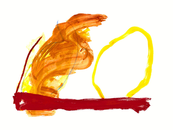 'Landschap 1. 2012' - abstracte kleurige gouache; niet meer beschikbaar
