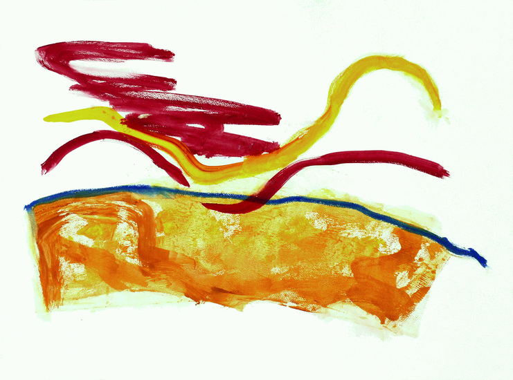 'Landschap naar Raveel' - kleurige gouache op papier uit 2012; niet meer beschikbaar