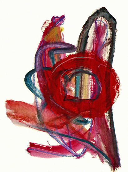 'Sourcing 2.' - kleine abstracte gouache - * verkocht, nog wel gratis in digitaal bestand voor laten maken van een art-print; ​​​​​​Fons Heijnsbroek