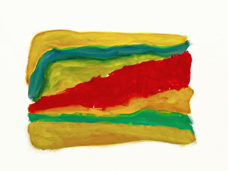 gouache nr. 6.368; een kleurig abstract landschap  - * gratis kunst / nog beschikbaar