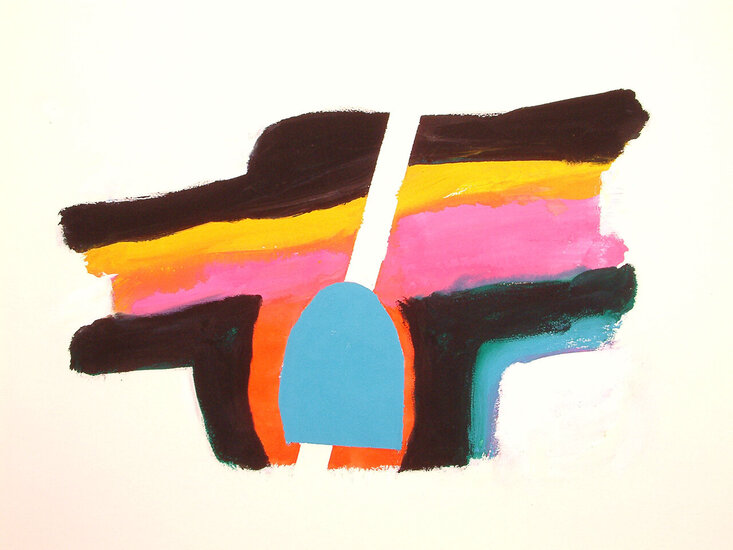 'Staand landschap', gouache nr. 6.414; abstract landschap - * gratis kunst / niet meer beschikbaar; Fons Heijnsbroek