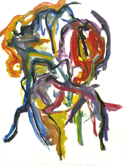 'Dancing the streets' - groot abstract schilderij; niet meer beschikbaar - ​​​​​​Fons Heijnsbroek