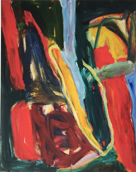 'Hermetica on red' (nr. 4.092) - groot abstract olieverf-schilderij, verkocht