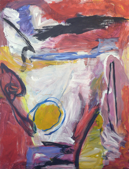 'Islamabad Summer' - een modern, abstract en groot schilderij van Benfo; samen geschilderd door Ben Vollers & Fons Heijnsbroek; te koop
