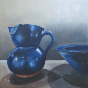 Voorwerpen die een bepaalde glans of structuur hebben weergeven in een schilderij