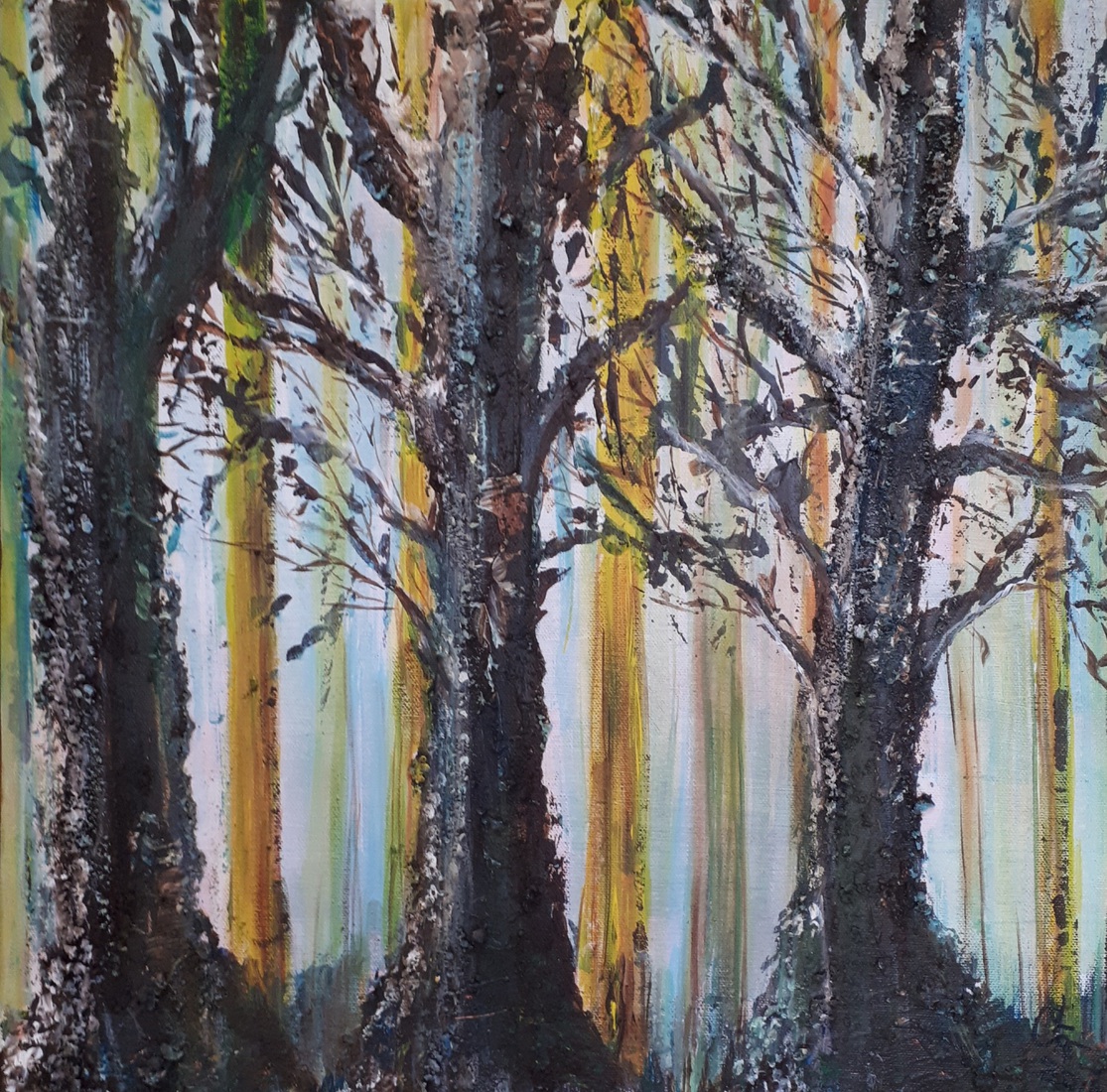 Bomen in gele lijst