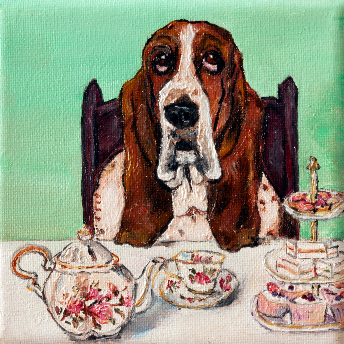Hond met high-tea