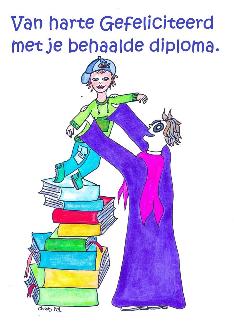 blauw diploma felicitatie