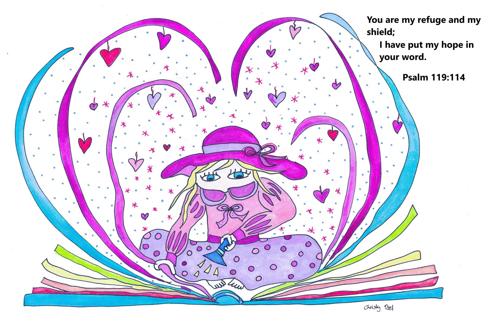 girl reads a book