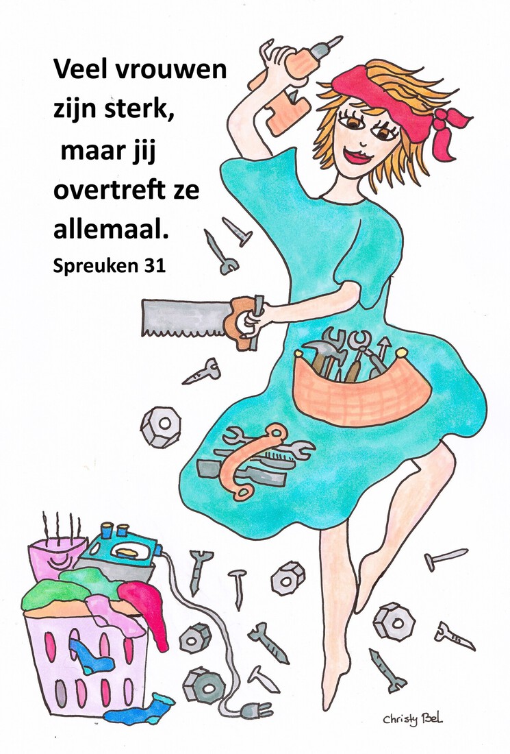 Klusvrouw met boormachine 