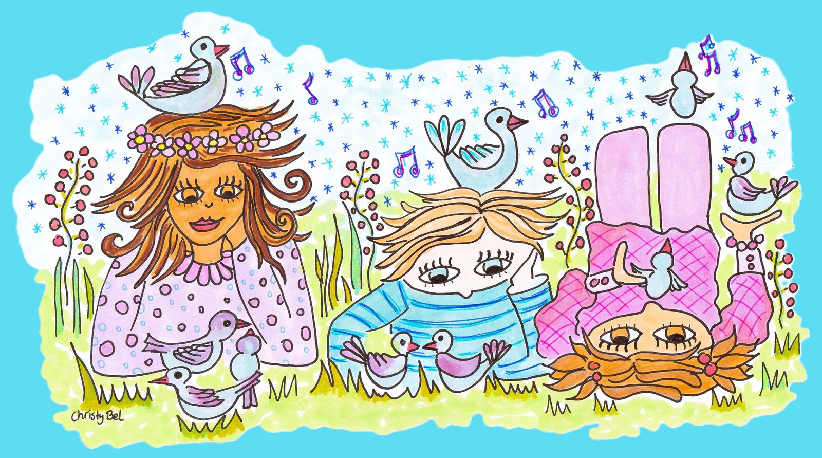 kinderen in gras 