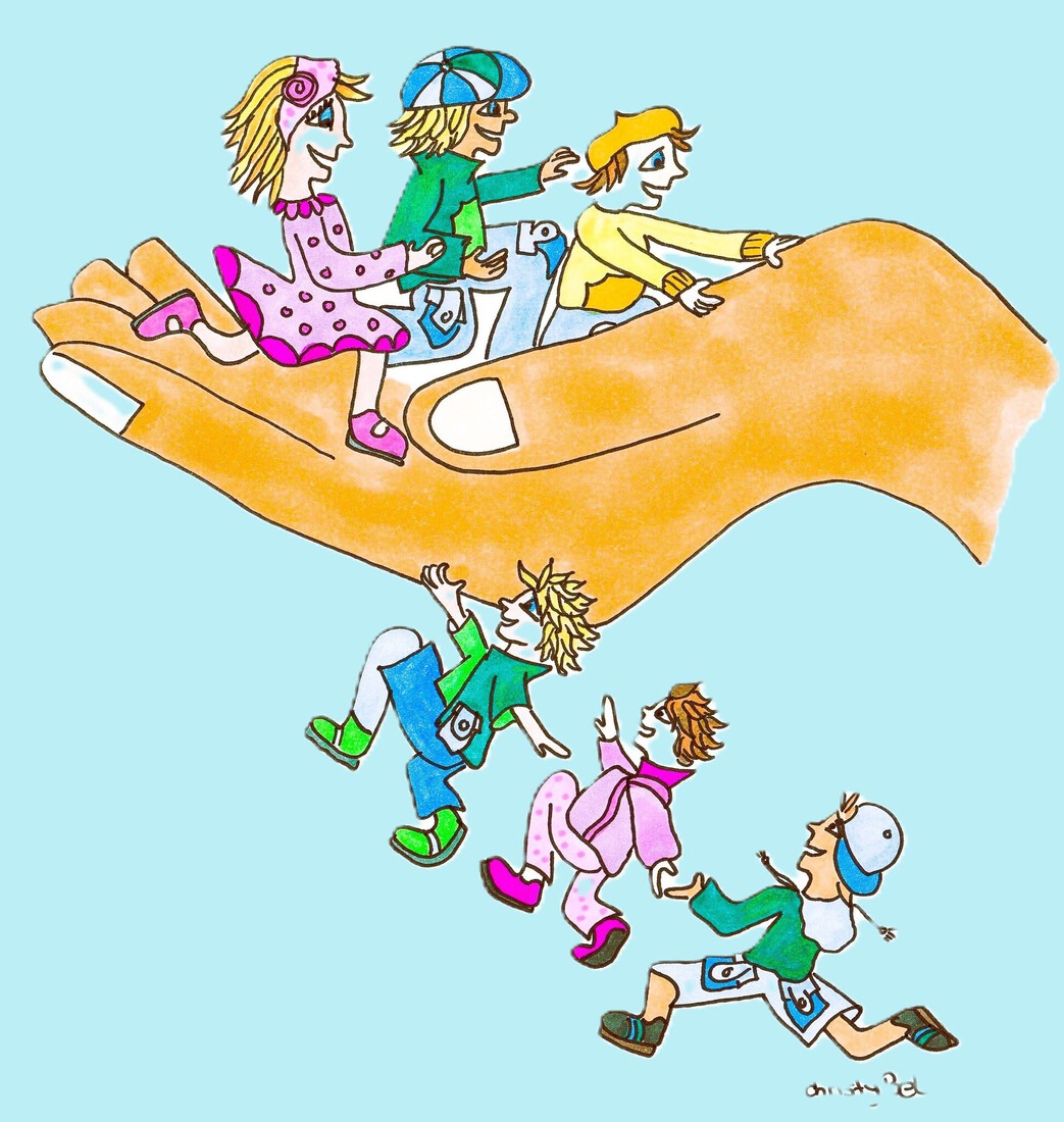 kinderen op hand 