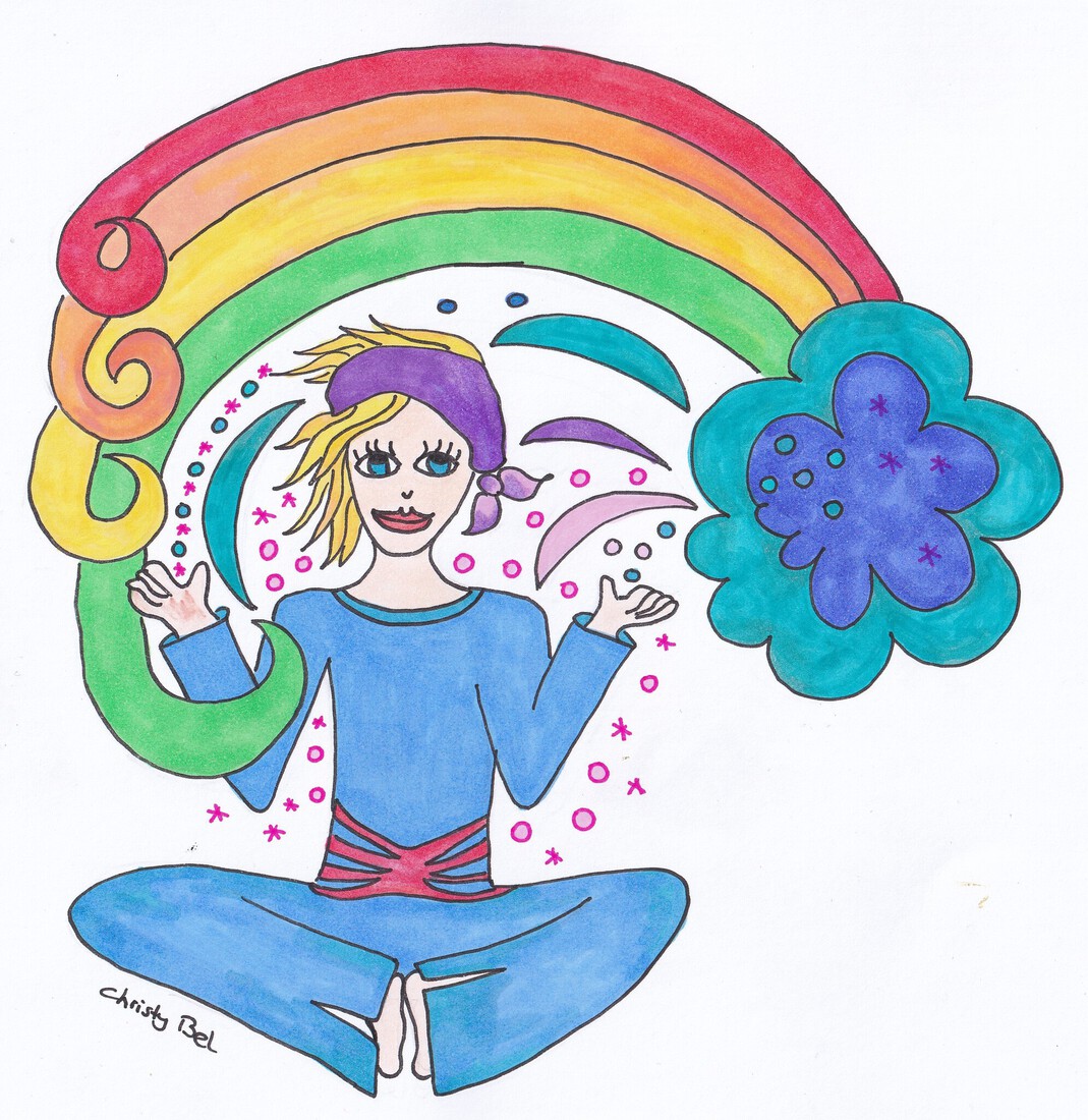 meisje met regenboog