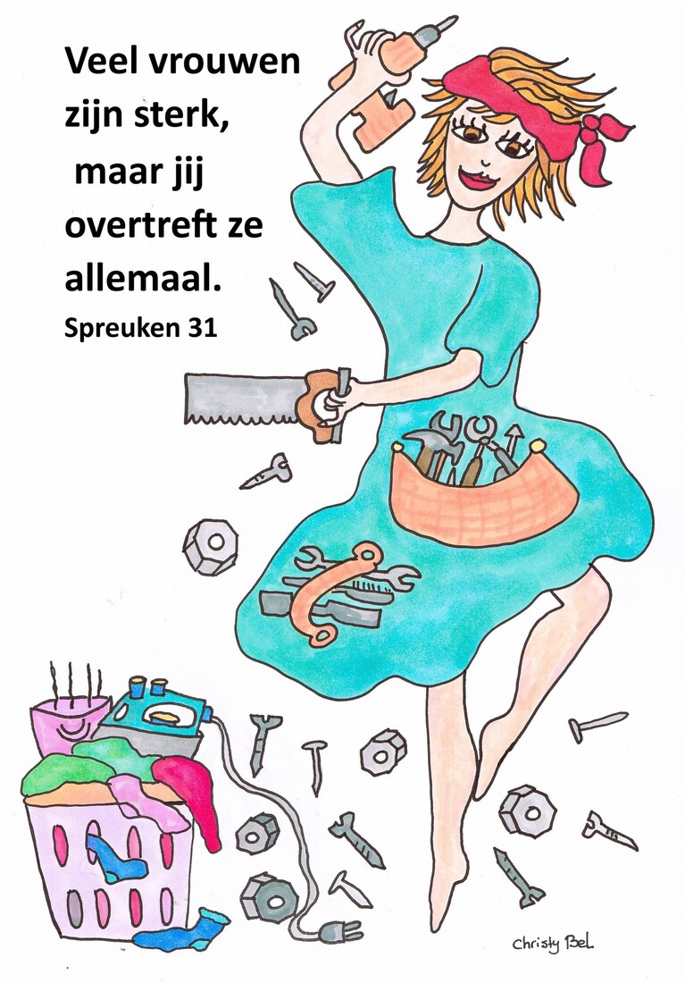 Klusvrouw met boormachine 