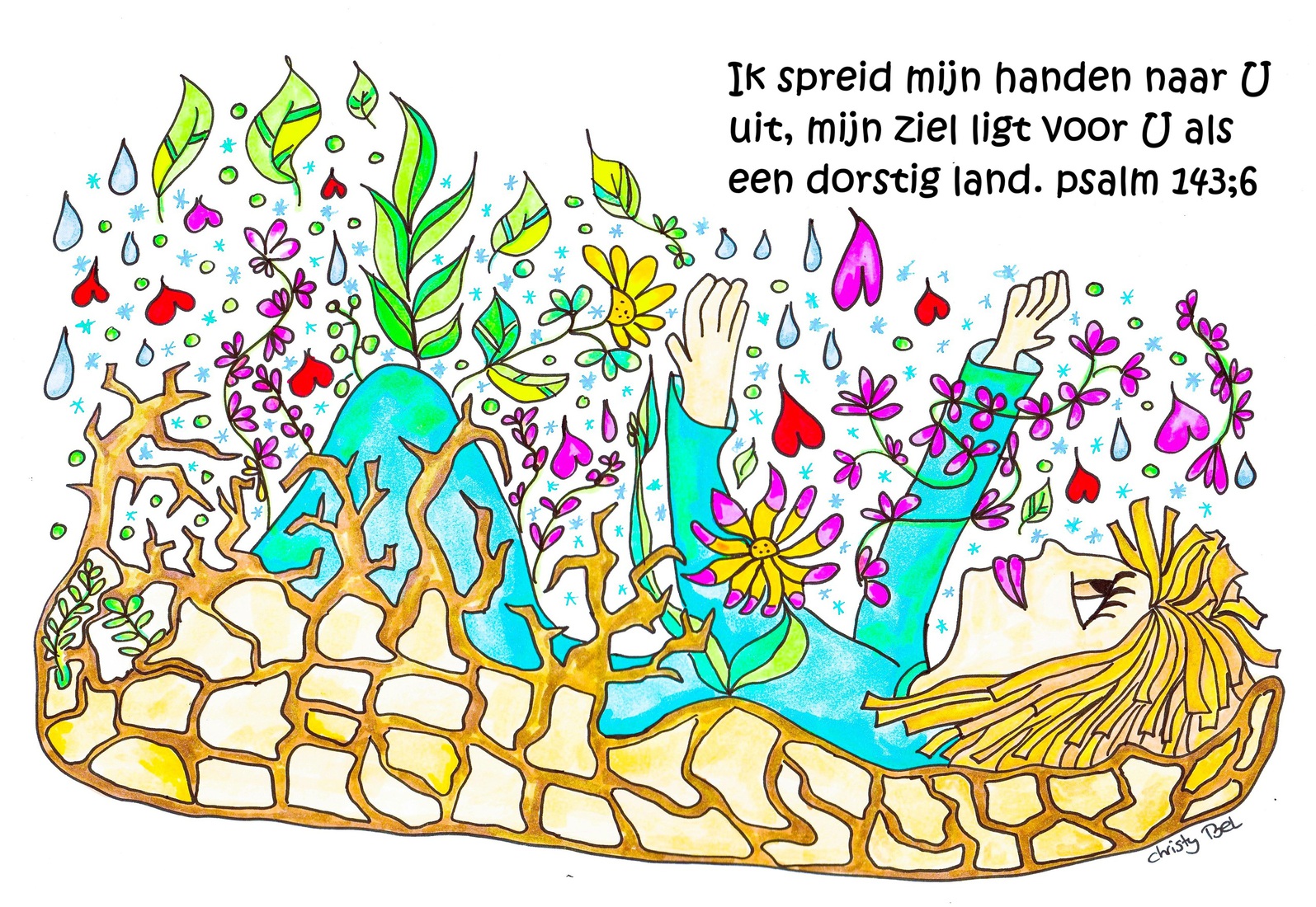 meisje tussen bloemen