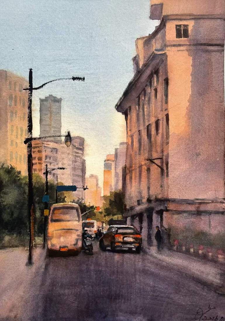 Zonsondergang in Shanghai