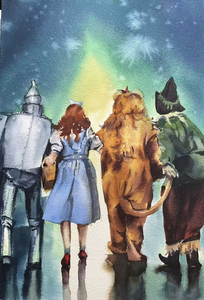 In deze categorie vindt u originele aquarellen die zijn geïnspireerd op iconische momenten uit de filmwereld, literatuur en popcultuur. Elk werk binnen deze groep probeert de herkenbare sfeer, nostalgie en dramatiek van bekende filmscènes en verhalen te vertalen naar de vloeiende en transparante eigenschappen van het aquarelmedium. Een unieke collectie voor filmliefhebbers en verzamelaars die op zoek zijn naar een herkenbaar beeld met een artistieke, schilderachtige toets.