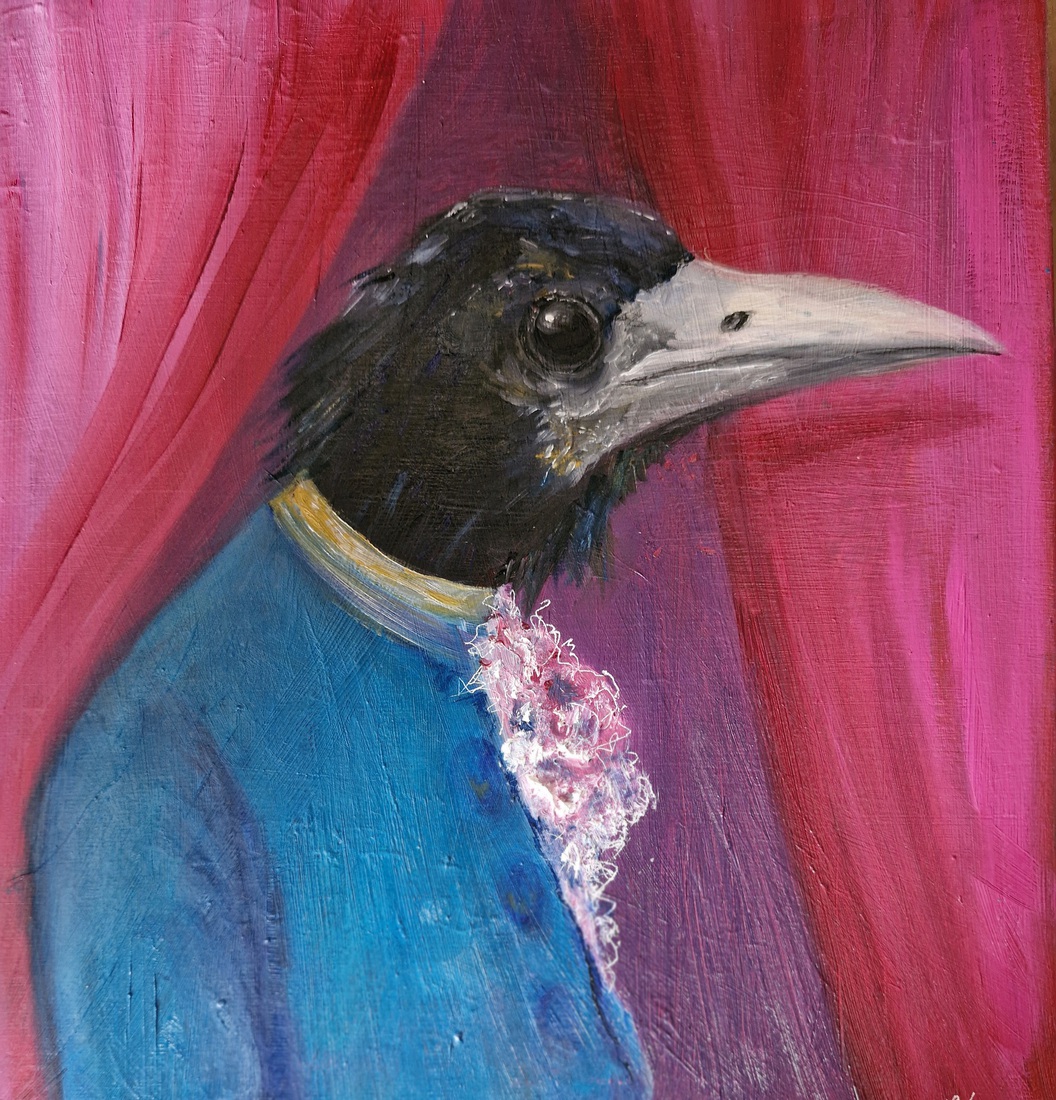 Kraai in middeleeuwse kleding