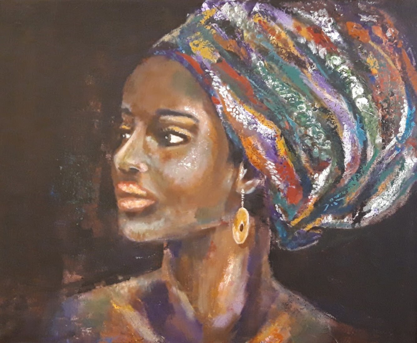 Portret acryl (Afrikaanse) vrouw 4