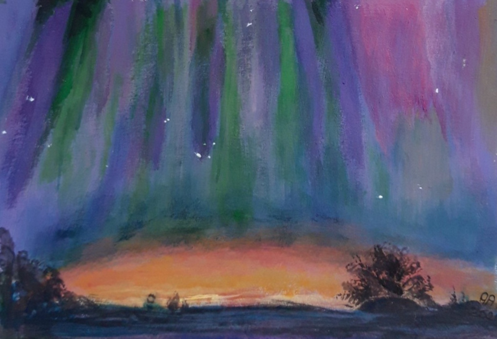 Noorderlicht Nederland stralen, met suggestie van bomen