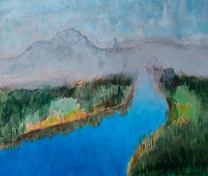 Het gebied Polder Lappenvoort ligt aan de benedenloop van de Drentse Aa, op de grens van Groningen en Drenthe. Op Hemelvaart ochtend in 2020 heb ik foto's gemaakt van de dauw boven de aarde. Dit is inspiratie geweest tot de schilderijen in deze groep die in 2024 en 2025 zijn gemaakt.