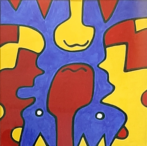 Conversation Piece In Colour

Dit werk is de uitkomst van een studieopdracht uit het boek door Rolina van Vliet: 
Abstract - een bron van inspiratie
Met name: studie 18  Inspiratiebron: geïnspireerd op het werk van…
In dit geval is dit: Andy Warhol.
Hij maakte vaak van één onderwerp werken in vele varianten.
