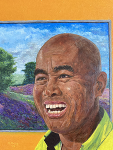 Overview of paintings, linocuts and woodcuts in the form of portraits