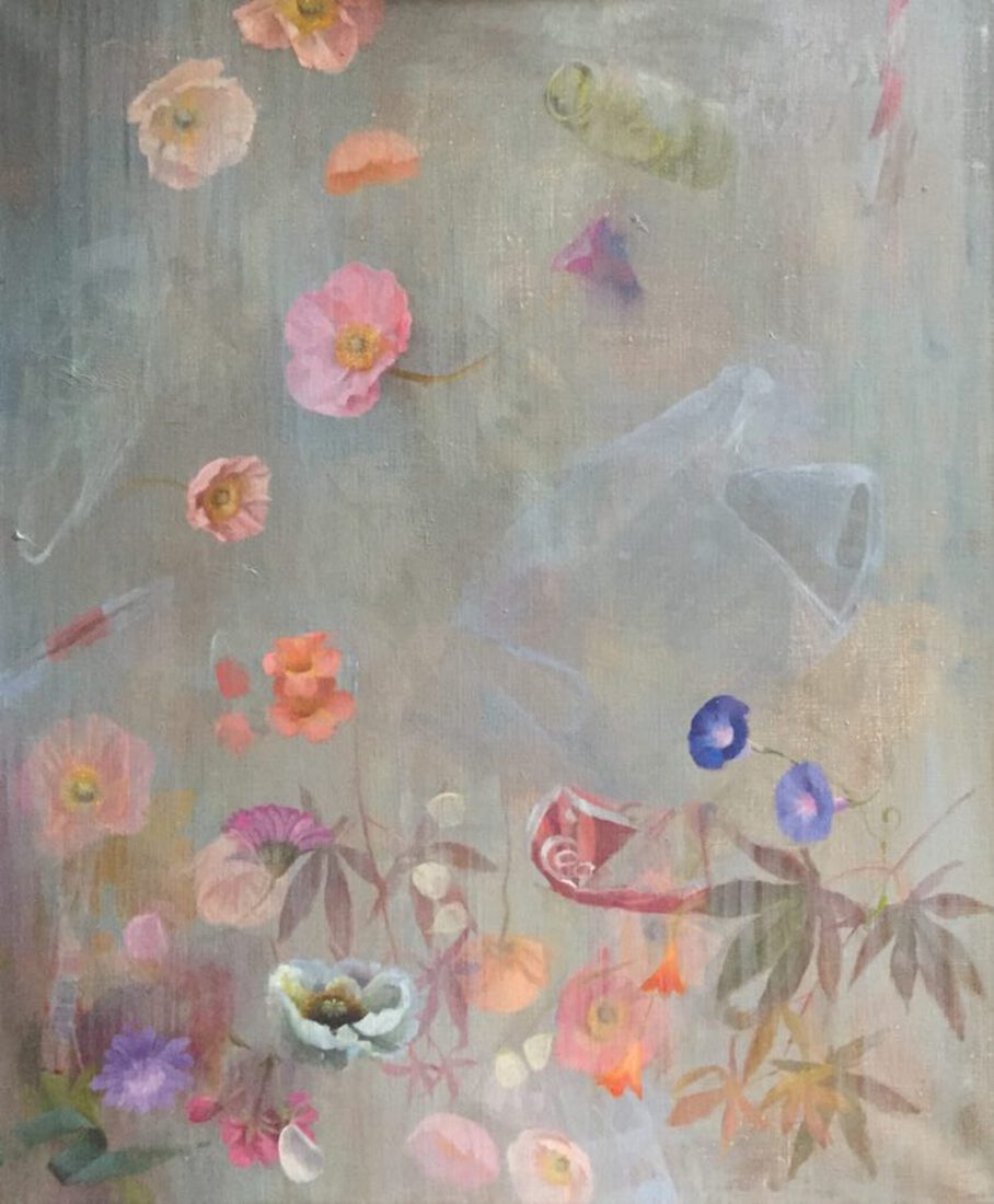 Bloemen en vuilnis