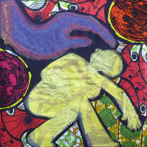 De onderwerpen van mijn wandkleden zijn landschappen en dieren, en daarnaast subjectieve, innerlijke ervaringen. Ik gebruik bij het maken stoffen en materialen als knopen, kralen, wol en touw. 