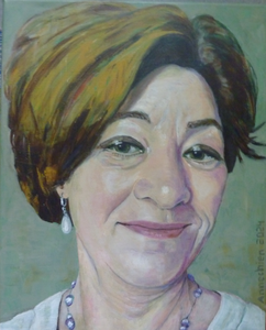 Voor mijn portretten van mensen en dieren gebruik ik acrylverf en werk ik naar foto's. Ik probeer iets wezenlijks van de geportretteerde over te brengen. Kleur heeft soms een persoonlijke, symbolische betekenis.