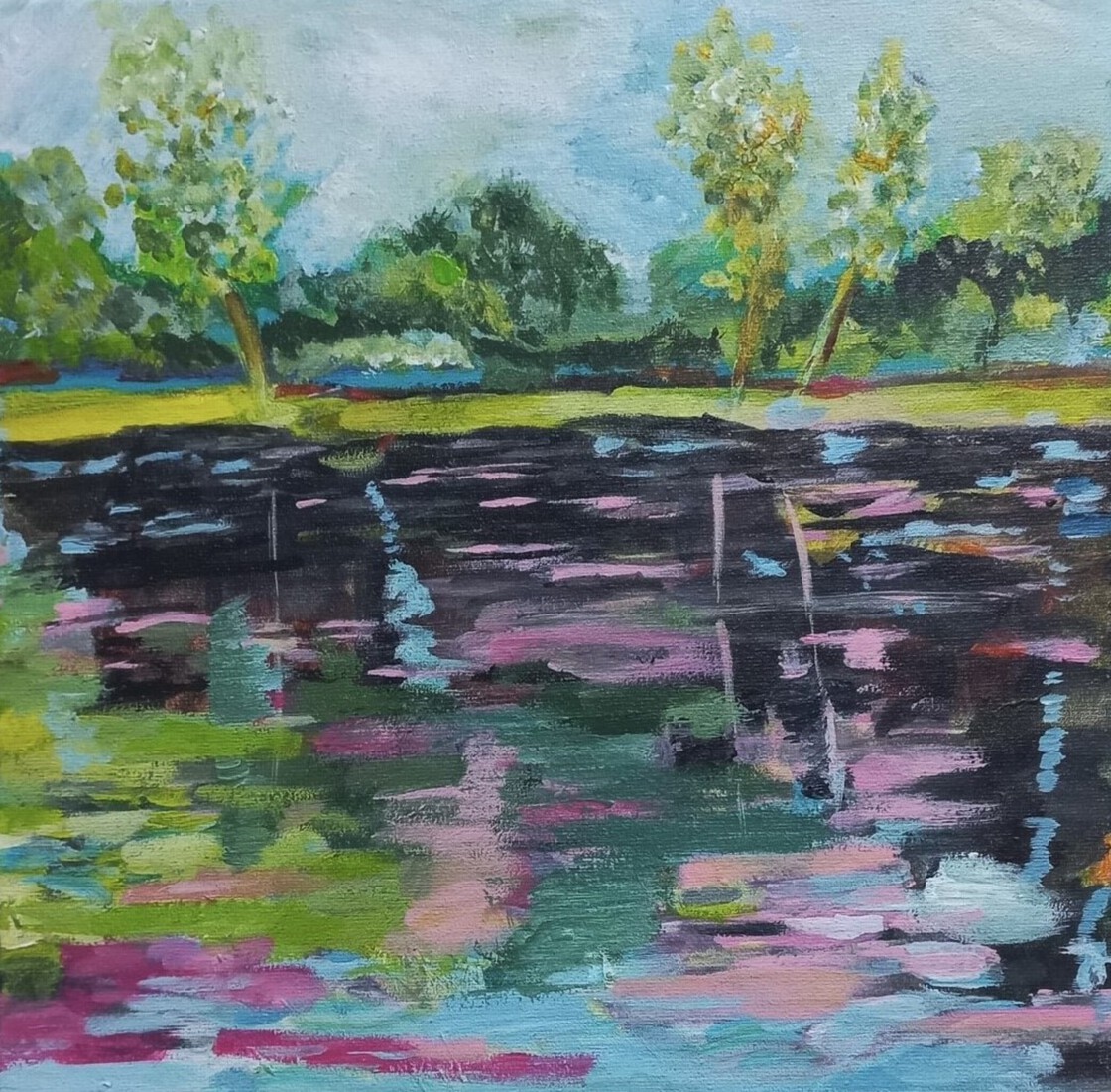 Waterspiegeling in het park