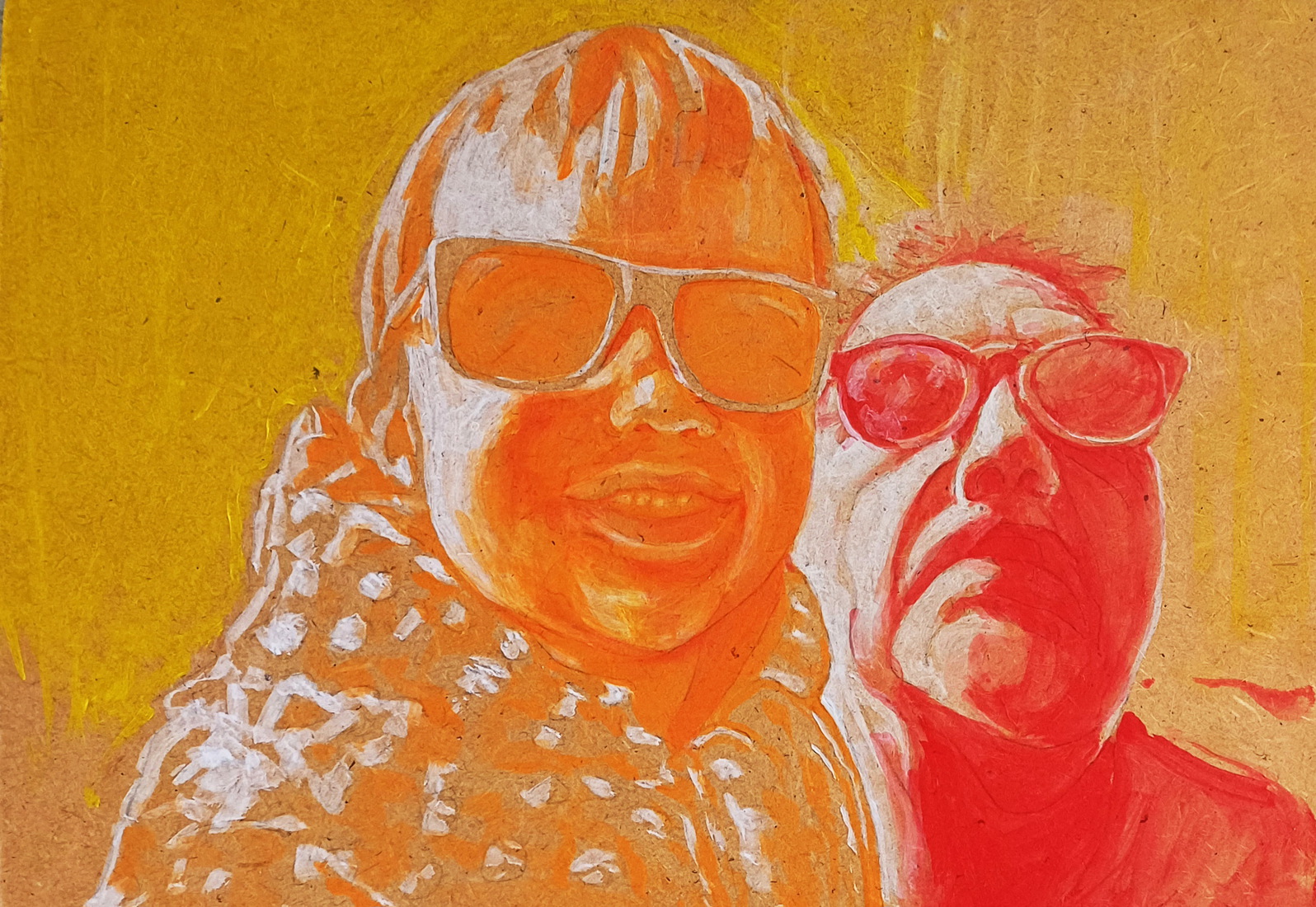 Kleinkind en opa Oranje-rood