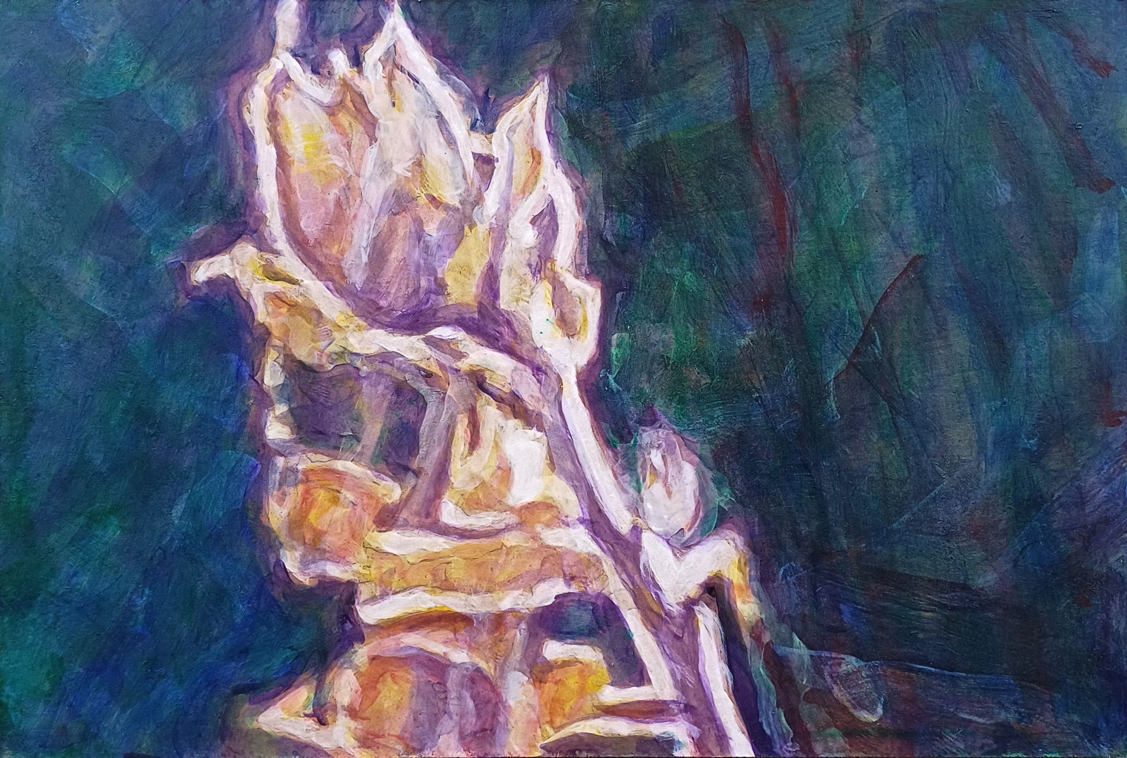 Uitgebloeid blauw-groen-violet boven