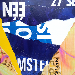 Collages van restanten van wild geplakte aanplakbiljetten.