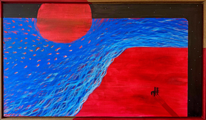 Works on canvas and wood with acrylic, oil paint, and mixed techniques.
