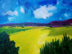 Landschappen zijn altijd een dankbaar onderwerp om te schilderen. Ik heb in het verleden landschappen geschilderd met name als herinneringen aan mijn reizen. Tegenwoordig leg ik mij meer toe op abstracte schilderijen maar soms piept een beetje abstrahering ook door in mijn landschappen.