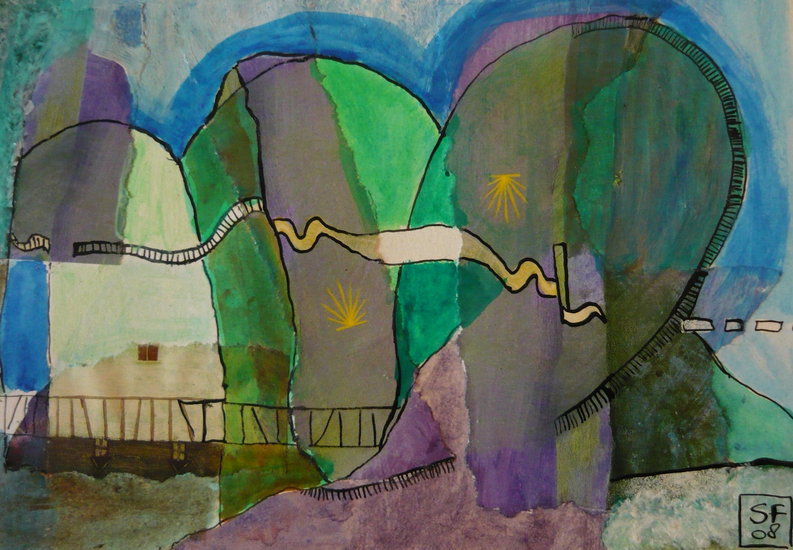 Blauw groen en paars